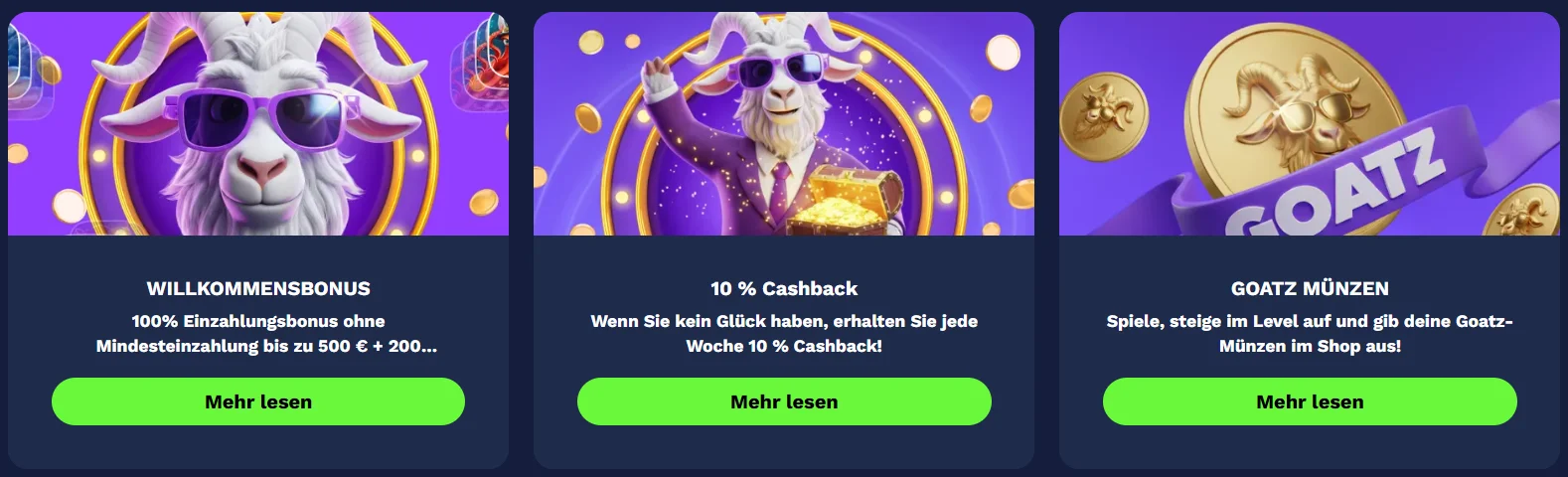 Goatz Casino Boni und Aktionen